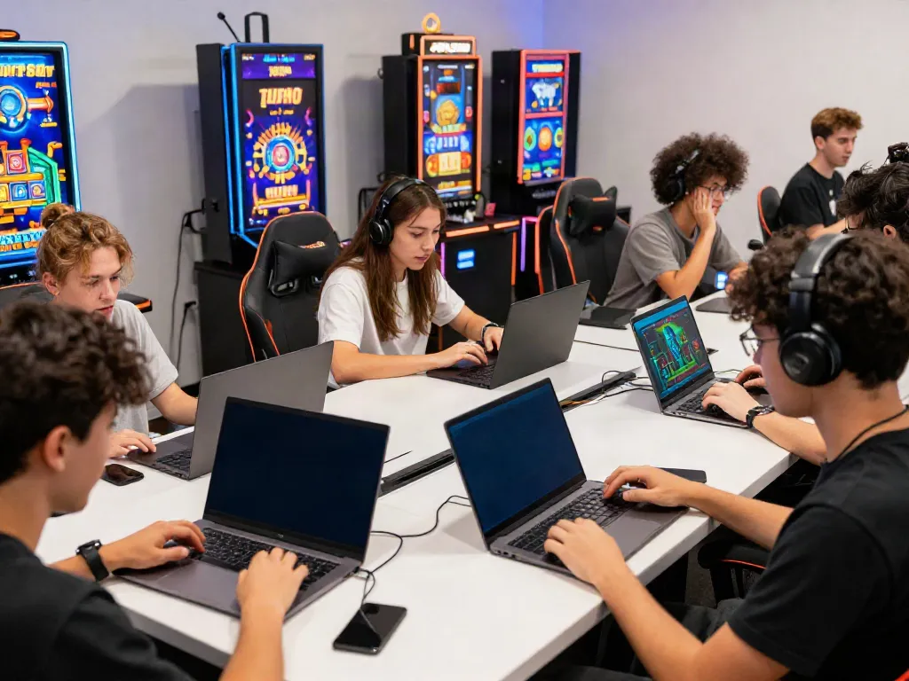 Players enjoying the interactive slot88 game on various devices in a lively gaming environment.