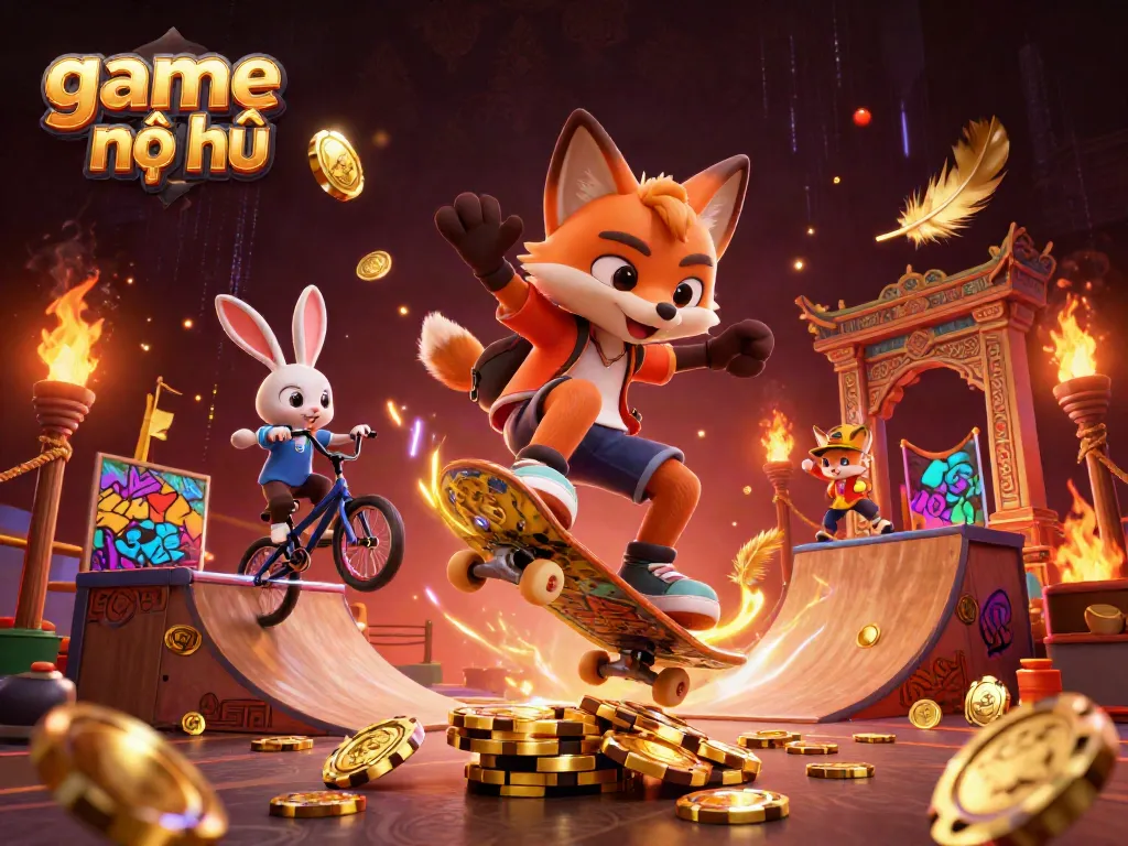 Experience game nổ hũ with dynamic characters and casino-themed action in a vibrant 3D scene.