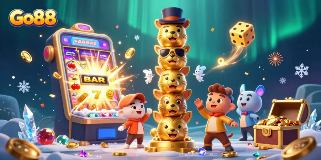 Experience thrilling wins with Go88's vibrant gaming universe featuring dynamic casino elements.