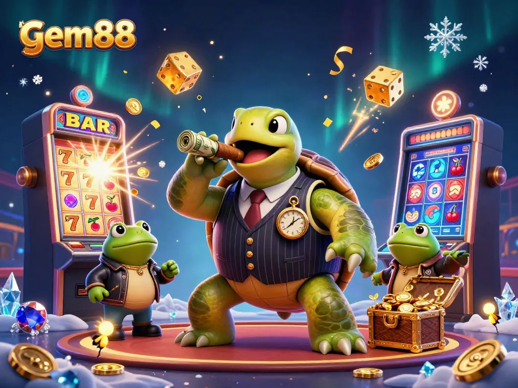 Join the excitement at gem88 with animated casino characters and jackpot symbols bursting everywhere!