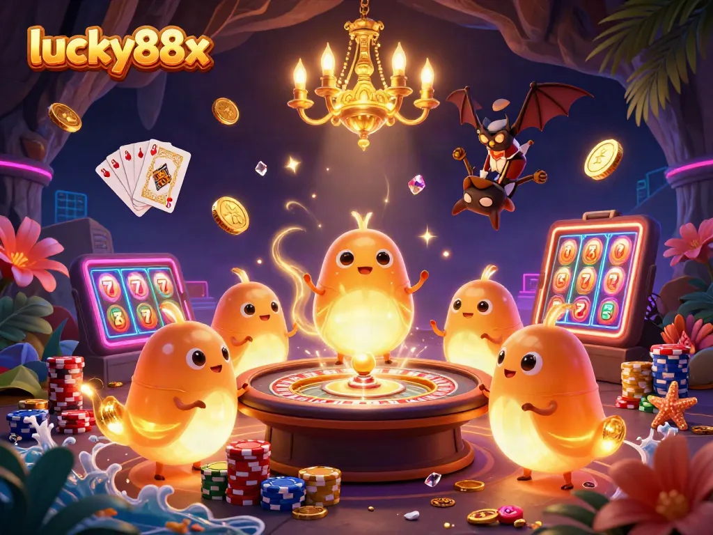 Experience excitement at lucky88x with glowing casino elements and vibrant gaming action.
