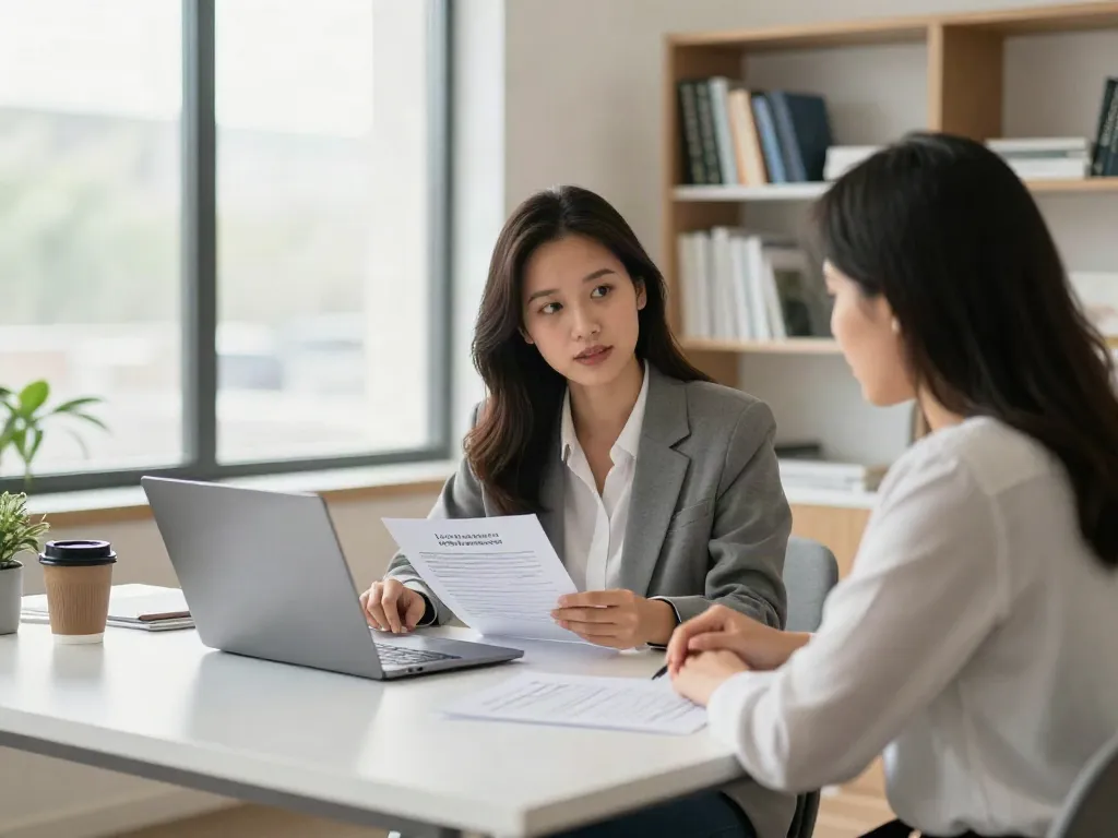 Edmonton loans consultation in a bright office setting with client and advisor.