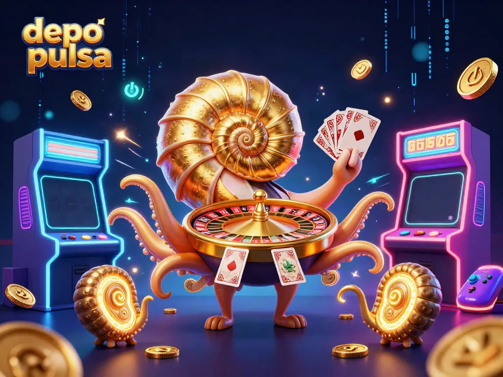 Win big with depo pulsa at BIOLABET, featuring a giant nautilus and exciting gaming elements.