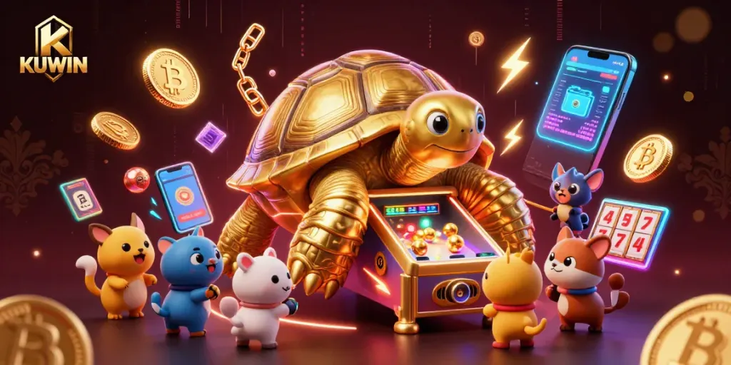KUWIN offers an exciting gaming experience with vibrant 3D casino elements and engaging characters.