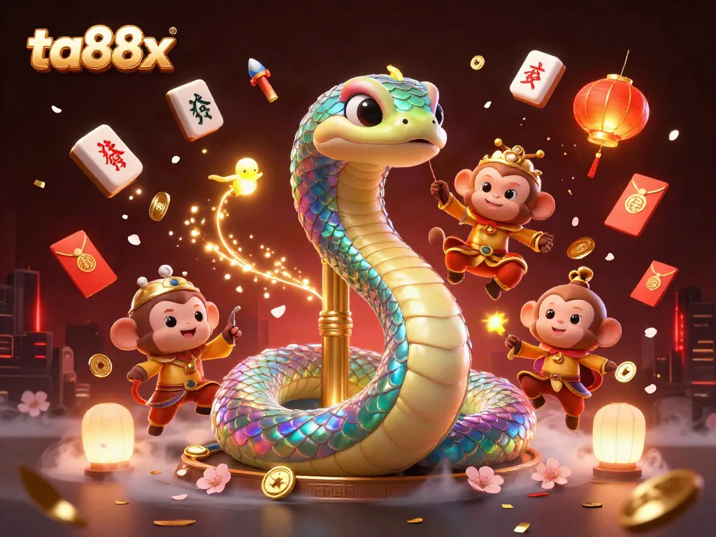 Experience the thrill of casino gaming with ta88x featuring a rainbow serpent and monkey king in vibrant action.