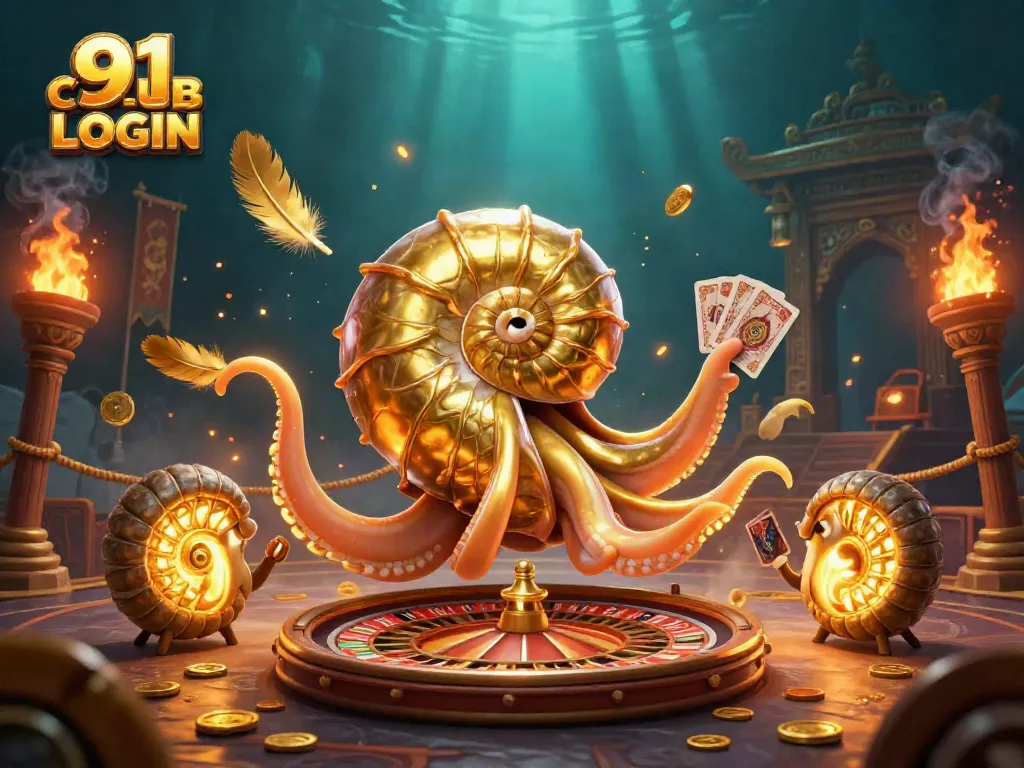 Engage with thrilling gameplay during the 91 CLUB LOGIN, featuring an ancient nautilus and glowing ammonite companions.