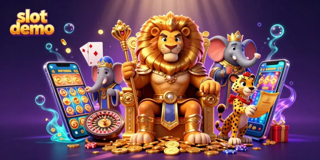 Experience thrilling slot demo gameplay with vibrant character illustrations and engaging game elements.