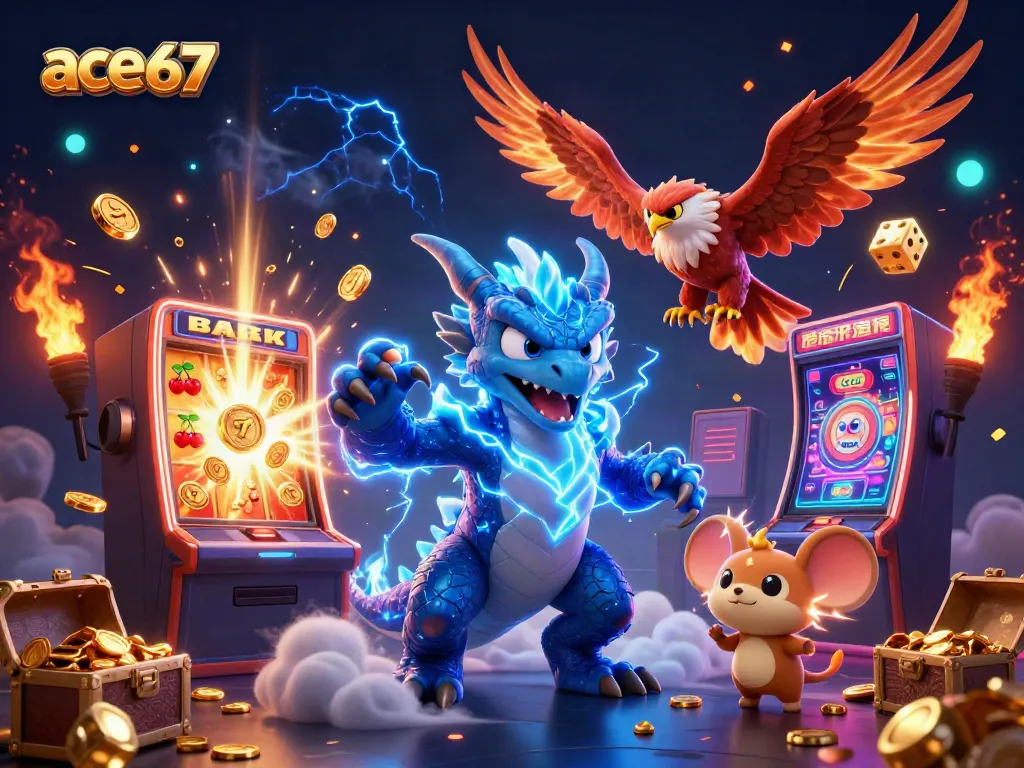 Experience the thrill of ace67 with vibrant characters and dynamic casino elements.