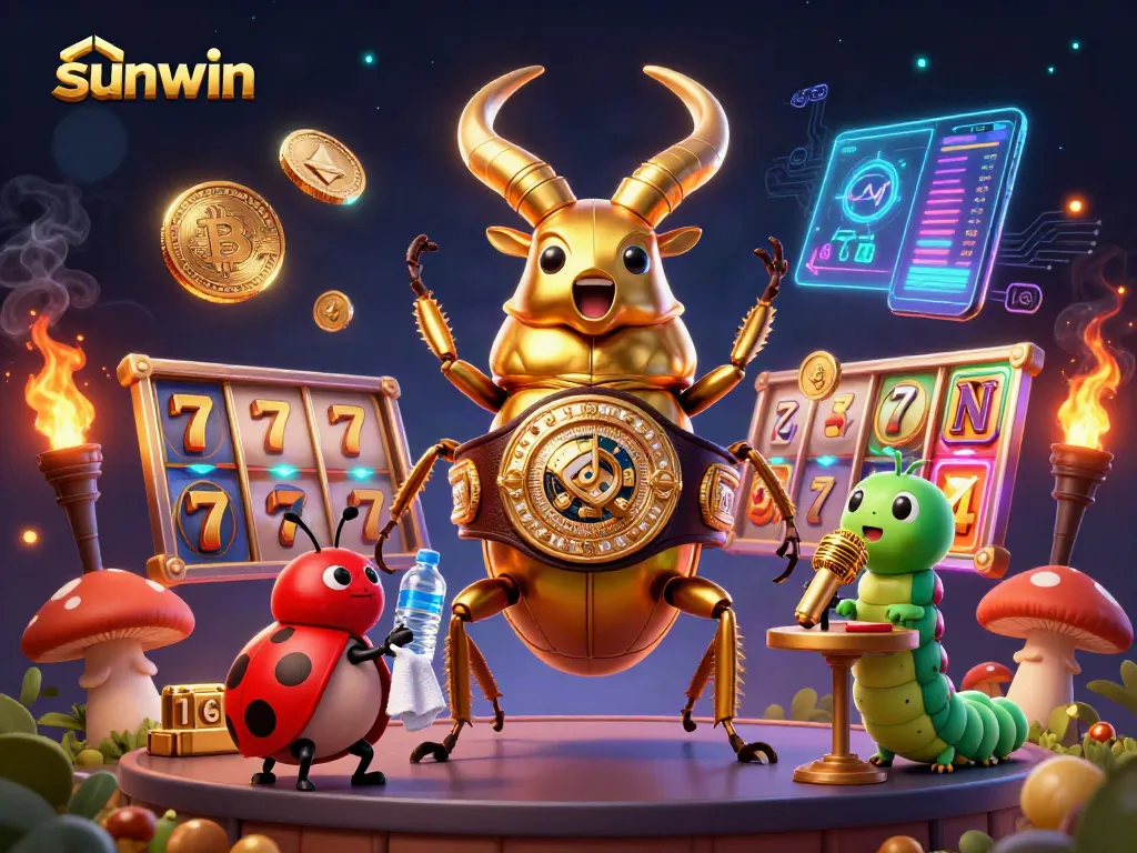Engage in thrilling gaming adventures at Sunwin with dynamic slot reels and colorful elements.