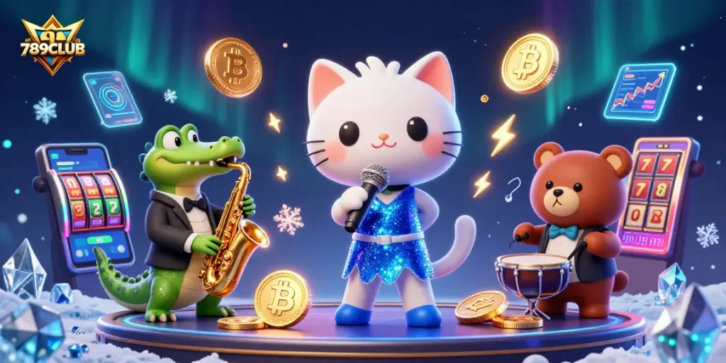 Experience the vibrant world of 789CLUB with this lively casino scene featuring singing and jazz.