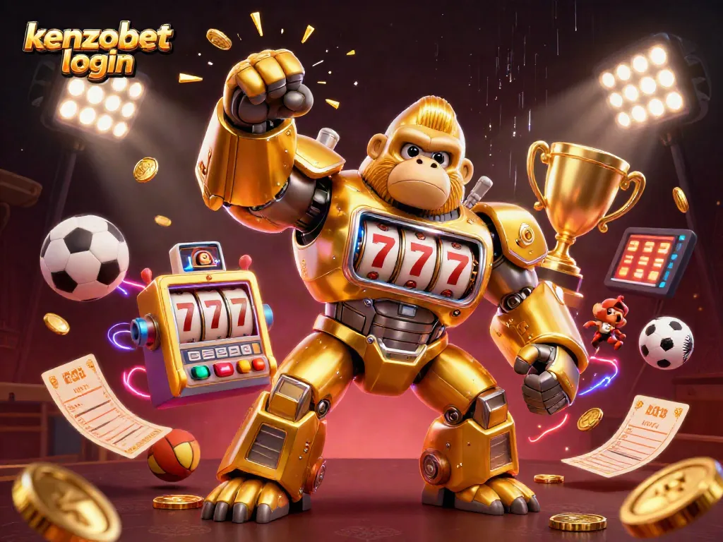Experience thrilling action with kenzobet login in this vibrant 3D casino-themed illustration.