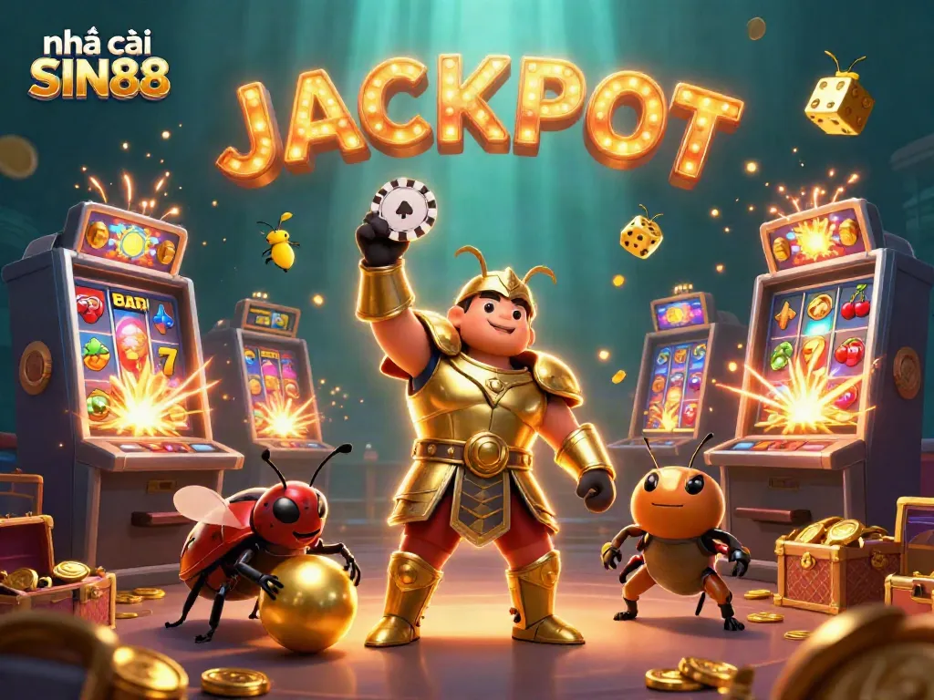 Engage in exciting gaming experiences at nhà cái SIN88 featuring colorful casino elements and cartoon characters.