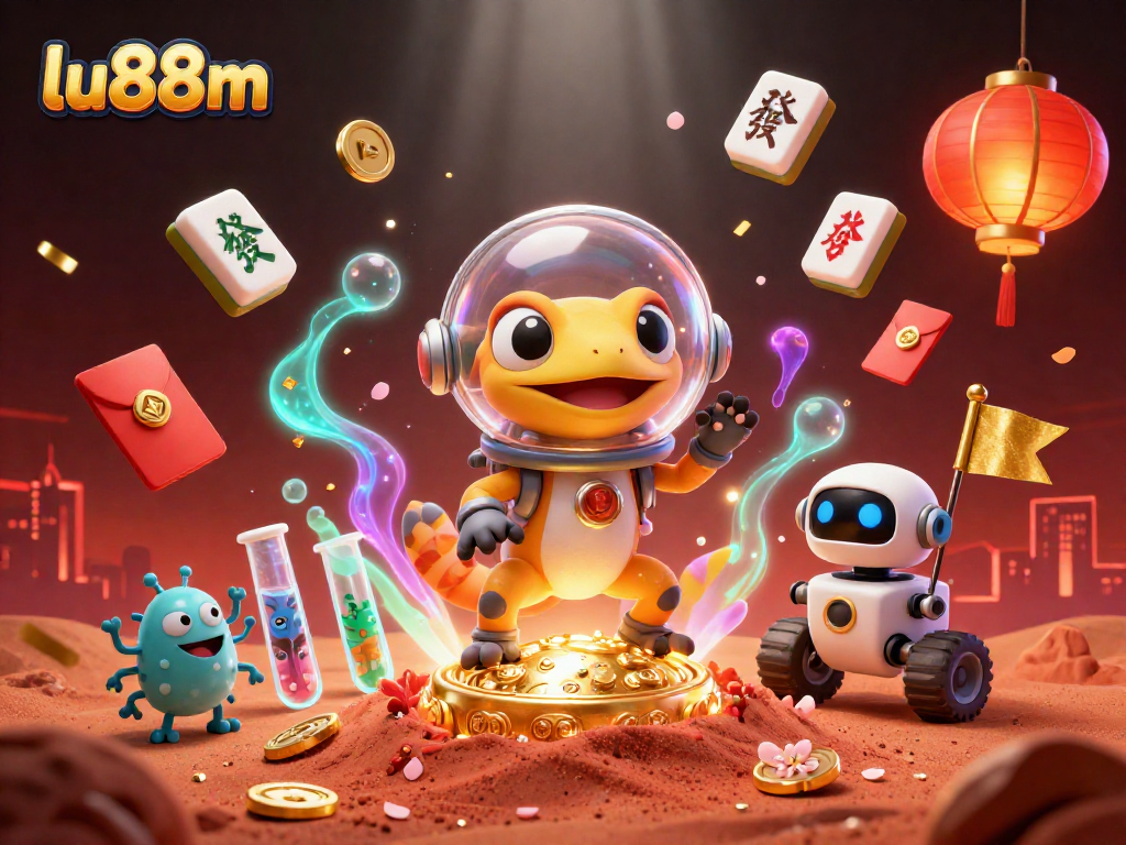 Experience fun and excitement at the lu88m online gaming casino with vibrant characters and festive elements.